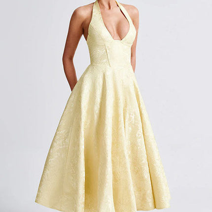 Women’s Dress | V-Neck Halterneck Maxi