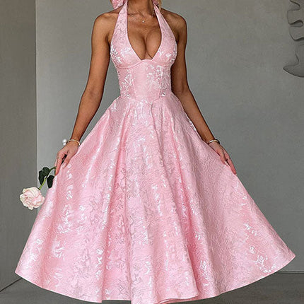 Women’s Dress | V-Neck Halterneck Maxi