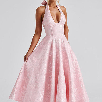 Women’s Dress | V-Neck Halterneck Maxi