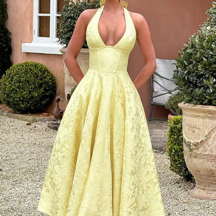 Women’s Dress | V-Neck Halterneck Maxi