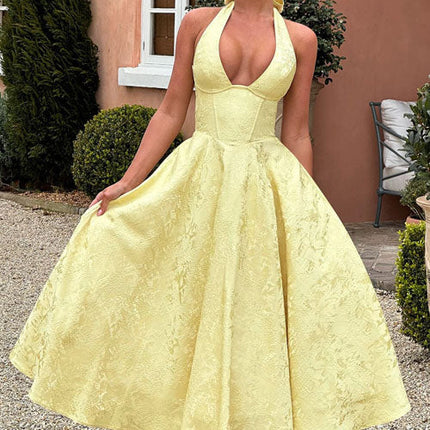Women’s Dress | V-Neck Halterneck Maxi