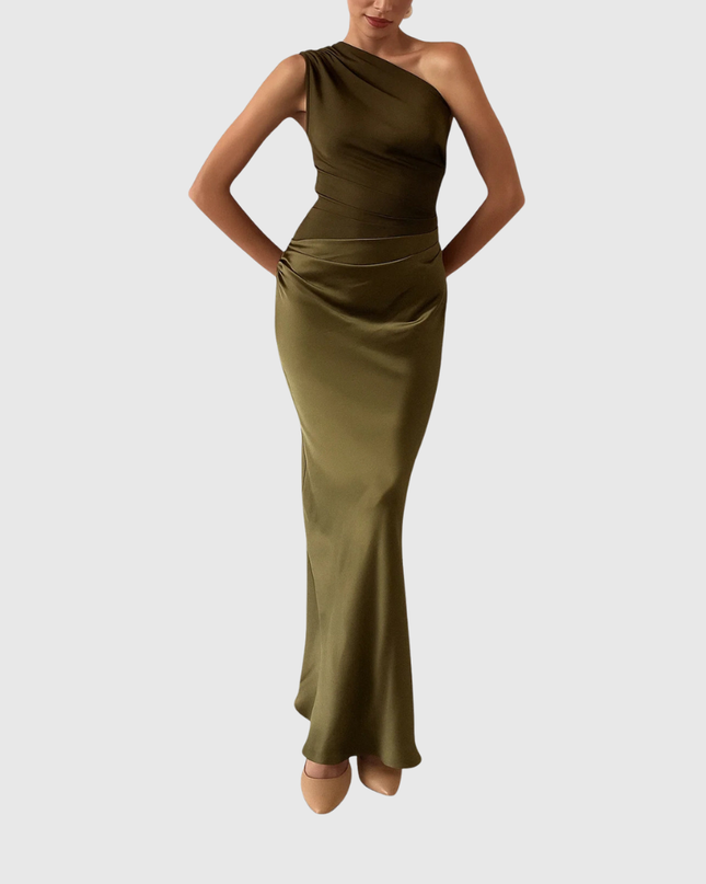 Elara | Satin Asymmetric Evening Gown