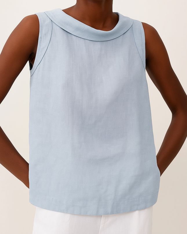 Women's Blouse | Sleeveless Roll Collar