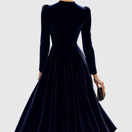 Sibella | Navy Long-Sleeve Midi Dress