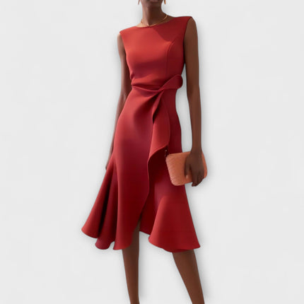 Women's Dress | Ruffle Hem Wrap Detail Midi