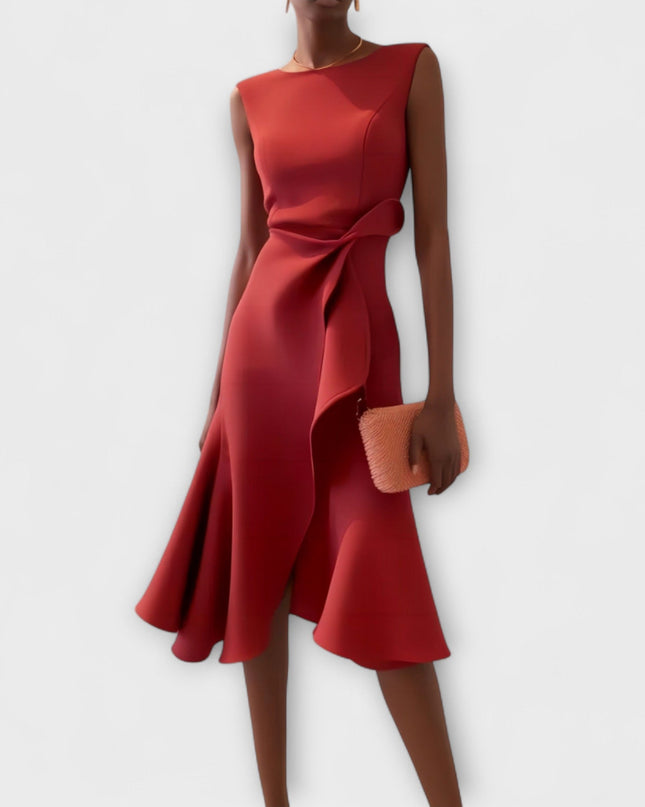 Women's Dress | Ruffle Hem Wrap Detail Midi