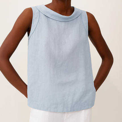 Women’s Blouse | Sleeveless with Roll Collar