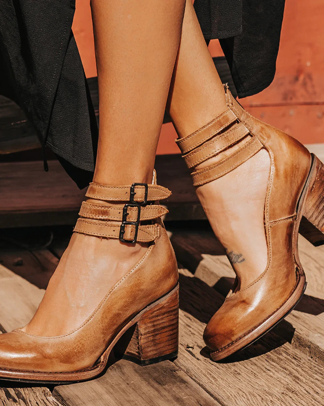 Heels For Women | Ankle Strap Block Heel Boot