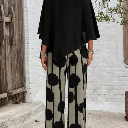 Mila | Women’S Asymmetric Top And Printed Pant Set