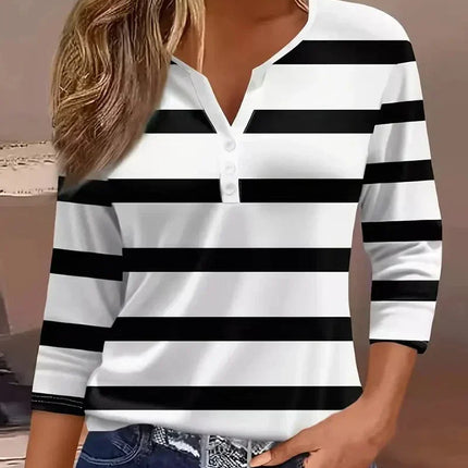 Women’s Blouse | Striped V-Neck