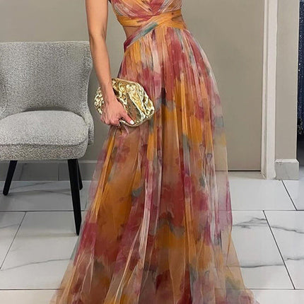 Women's Dress | V-neckline Fitted Bodice Maxi