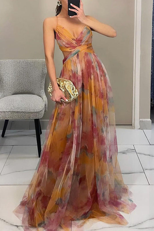 Women's Dress | V-neckline Fitted Bodice Maxi