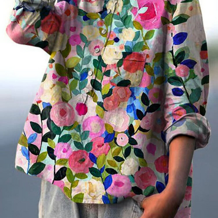 Women's Blouse | Abstract Floral Print Button Front