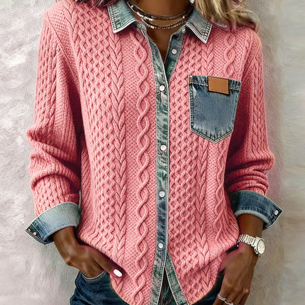 Women’s Blouse | Cable Pattern Button Front Blouse
