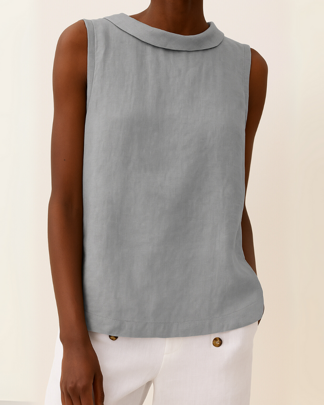 Women’s Blouse | Sleeveless with Roll Collar