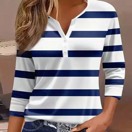 Women’s Blouse | Striped V-Neck