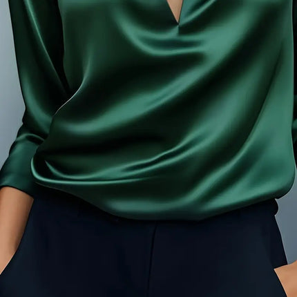 Women’s Blouse | Long Sleeve Collared V-Neck