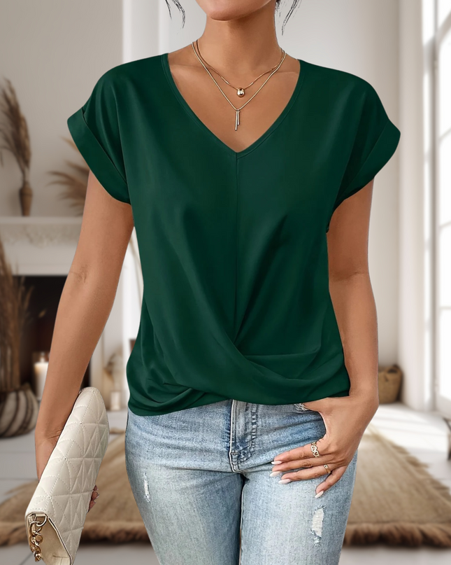 Women’s Blouse | V-Neck with Twisted Hem