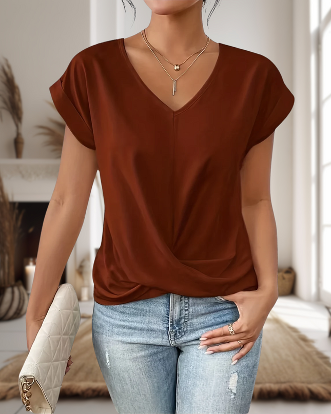 Women’s Blouse | V-Neck with Twisted Hem