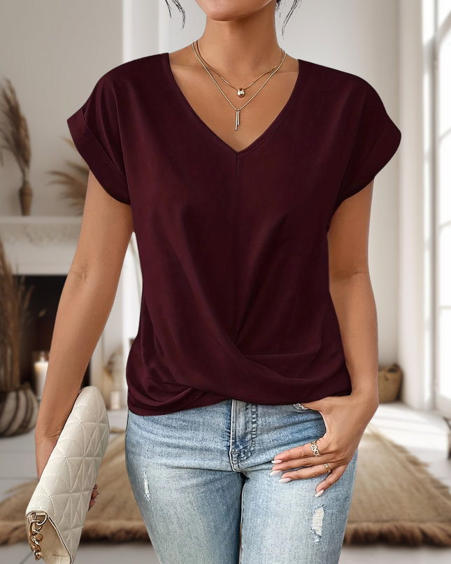 Women’s Blouse | V-Neck with Twisted Hem