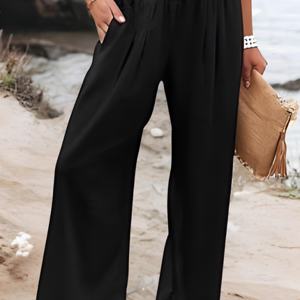 Women's Beach Pants | Wide Leg Elastic Waist
