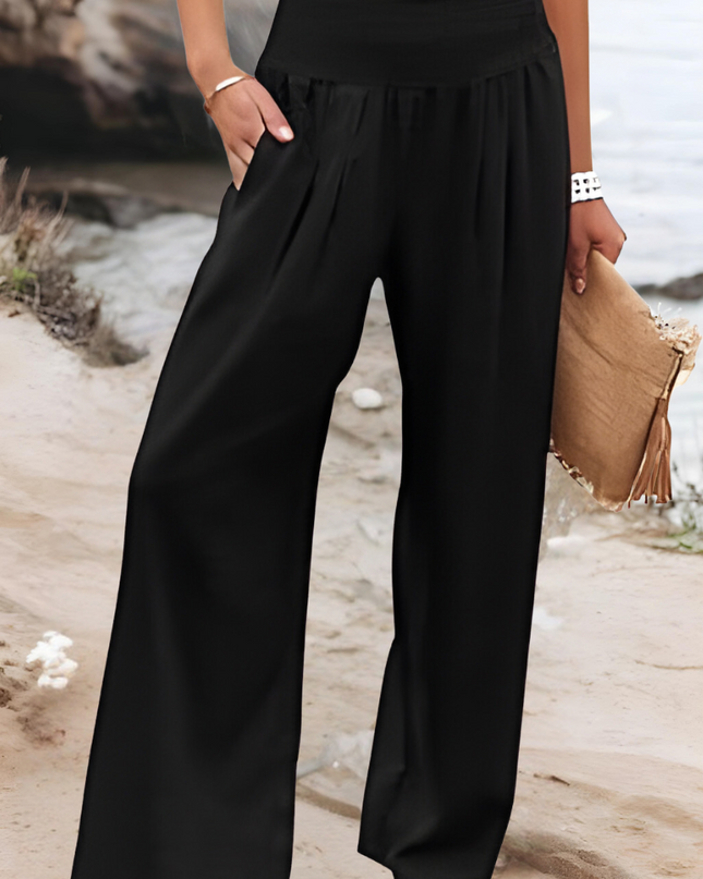 Women's Beach Pants | Wide Leg Elastic Waist