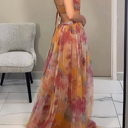 Women's Dress | V-neckline Fitted Bodice Maxi