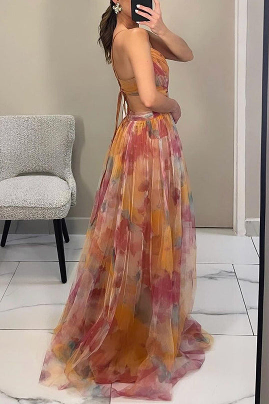 Women's Dress | V-neckline Fitted Bodice Maxi