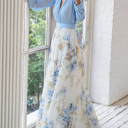Women's Dress | Floral Skirt Long Sleeve Maxi