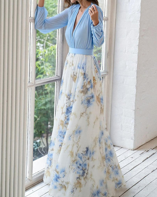 Women's Dress | Floral Skirt Long Sleeve Maxi