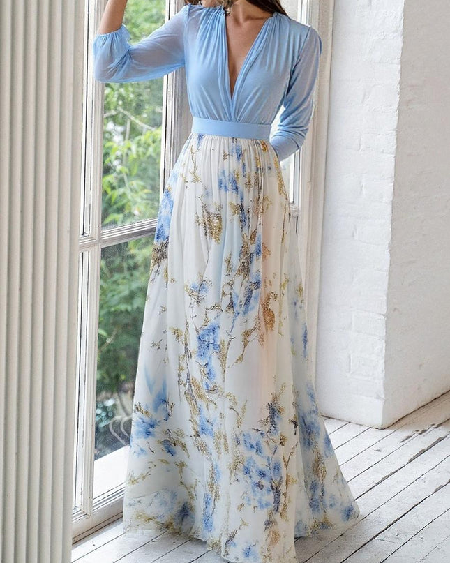 Women's Dress | Floral Skirt Long Sleeve Maxi