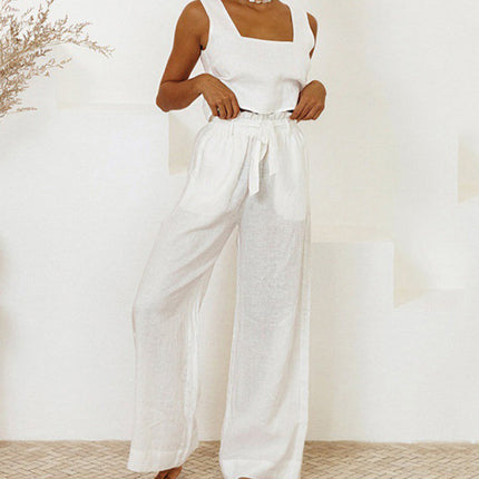 Megan - Minimalist Top And Wide-Leg Pants Set