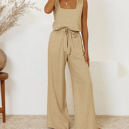 Megan - Minimalist Top And Wide-Leg Pants Set