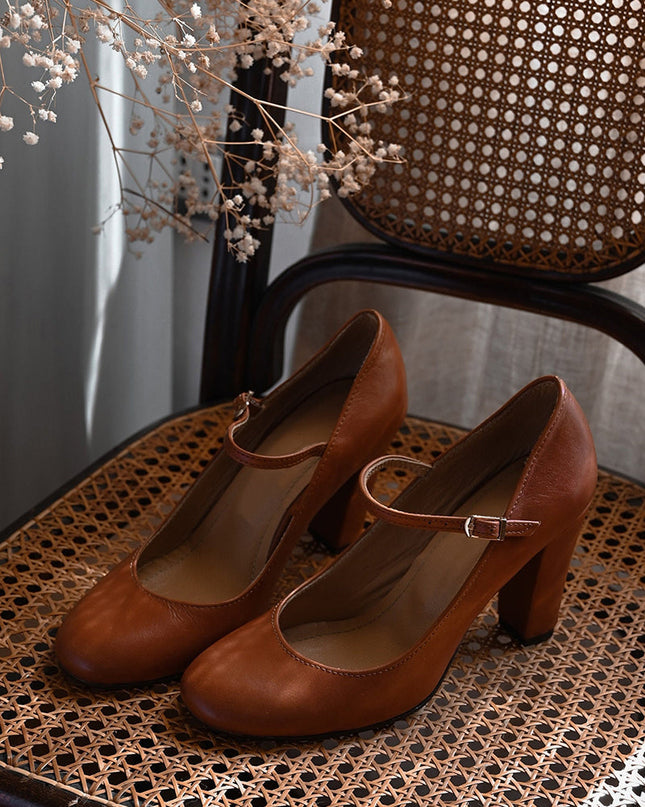 Mary Jane Shoes for Women |  Block Heel Rounded Toe