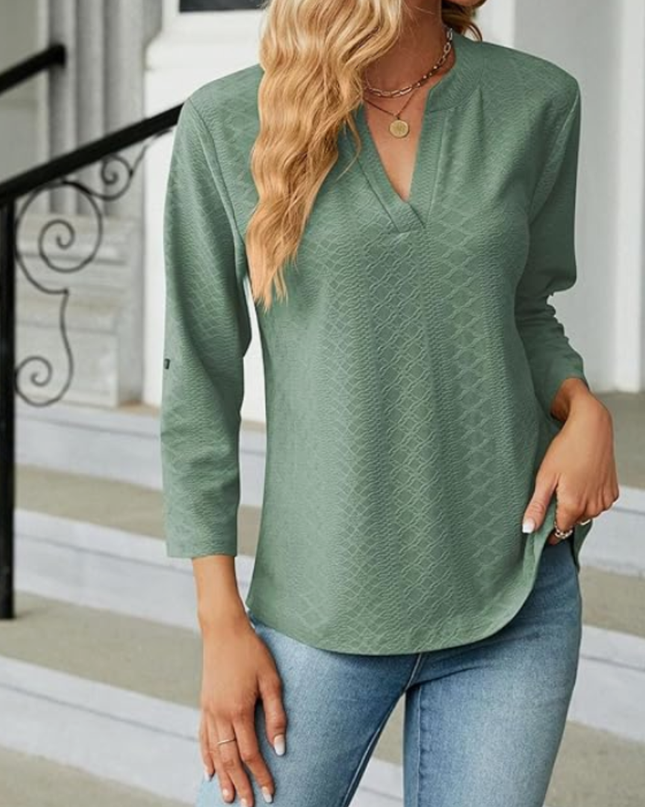 Women’s Blouse | Textured V-Neck