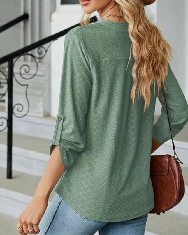 Women’s Blouse | Textured V-Neck