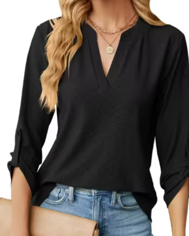 Women’s Blouse | Textured V-Neck