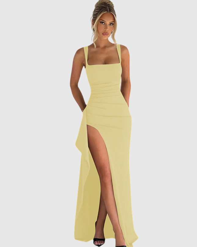 Cell | Elegant Formal Slip Maxi Dress With Open Back