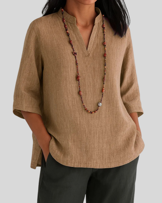 Women’s Blouse | V-Notch Three-Quarter Sleeve