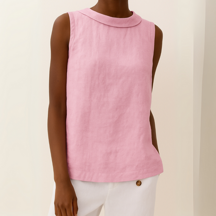 Women’s Blouse | Sleeveless with Roll Collar