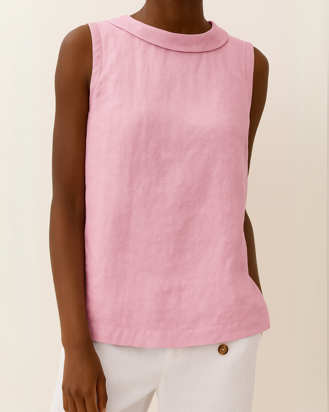 Women’s Blouse | Sleeveless with Roll Collar