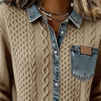 Women’s Blouse | Cable Pattern Button Front Blouse