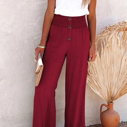 Women's Trousers | Button Front Elastic Waist