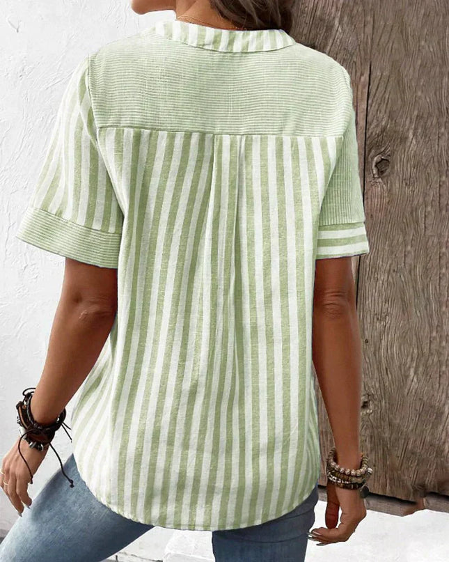 Women's Blouse | Stripe Pane Button Front