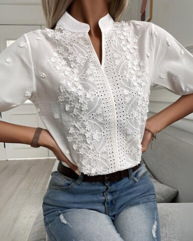 Women’s Blouse | Embroidered Short Sleeve