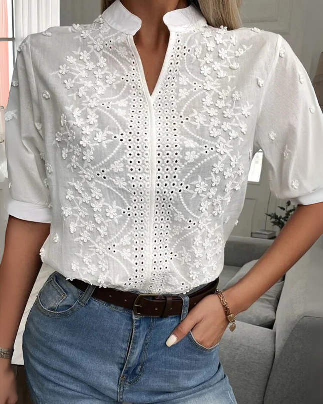 Women’s Blouse | Embroidered Short Sleeve