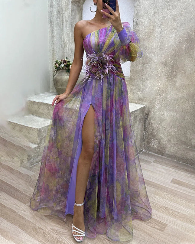 Women’s Dress | One-Shoulder Split Maxi