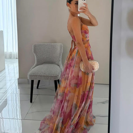 Women's Dress | V-neckline Fitted Bodice Maxi