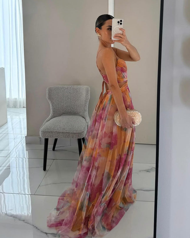 Women's Dress | V-neckline Fitted Bodice Maxi
