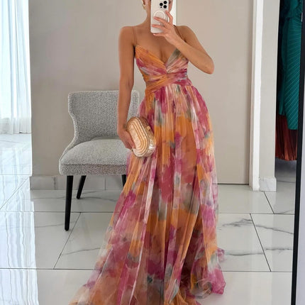 Women's Dress | V-neckline Fitted Bodice Maxi